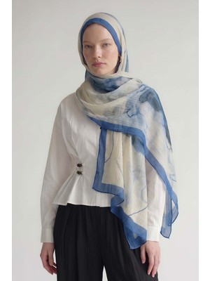 Lêvi D'or Saks Pastel Boya Desen Müslin Şal
