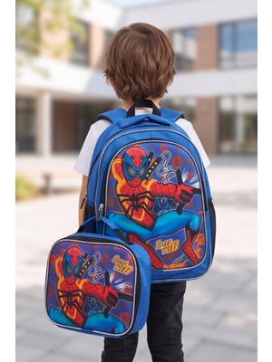 Liarca Superhero Beslenme Çantalı Ilkokul ve Anaokulu Sırt Çantası Seti Ergonomik Çocuk Okul Çantası