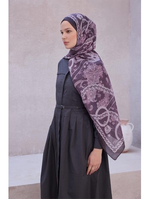 Belli Fresh Zincir Halka Desen Mürdüm Lila Rozy 1866 Şal - 13