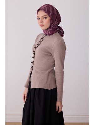 Belli Fresh Yaprak Desen Mürdüm Gül Kurusu Paulista Eşarp 14 - 36