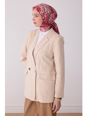Belli Fresh Çiçek Desen Kırmızı Ekru Rozy Eşarp 3335 - 01
