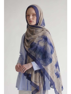 Lêvi D'or Mor Pastel Boya Desen Müslin Şal