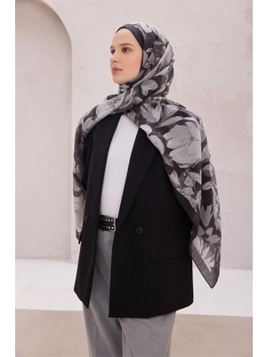 Belli Fresh Çiçek Desen Siyah Rozy 1864 Şal - 48