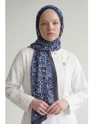 Lêvi D'or Mavi Leopar Dokulu Sport Şal