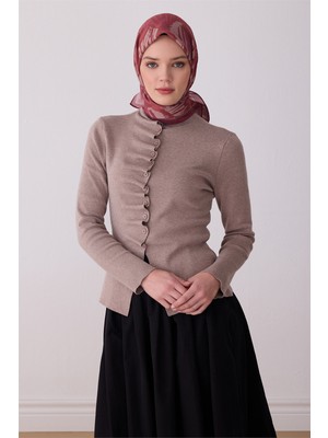 Belli Fresh Yaprak Desen Kiremit Vizon Paulista Eşarp 14 - 33