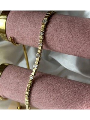 Bymiel 14K|XUPING Taşlı Kare Bileklik