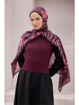 Belli Fresh Çiçek Desen Bordo Rozy 2099 Şal - 15
