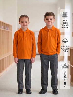 Selanik Kumaş Pamuklu Kalın Kışlık Unisex Kız Erkek Polo Yaka Okul Kıyafeti