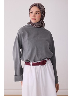 Belli Fresh Çiçek Desen Kahve Gri Rozy Eşarp 3335 - 29