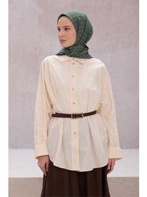 Belli Fresh Geometrik Desen Haki Lacivert Vual Eşarp 1792 - 07