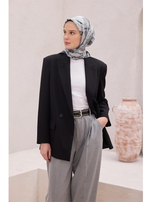 Belli Fresh Çiçek Desen Gri Modal Eşarp 2101 - 13