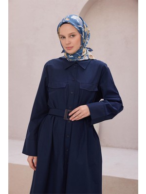 Belli Fresh Çiçek Desen Mavi Modal Eşarp 2101 - 23