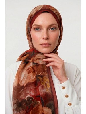 Lêvi D'or Gül Desenli Tencel Şal Bordo