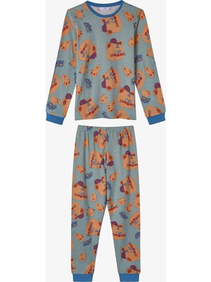 Penti Erkek Çocuk Yeşil More Page Uzun Kollu Pijama Takımı