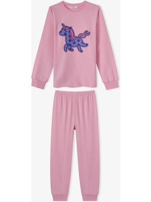 Penti Kız Çocuk Pembe Loving Unicorn Pamuklu Uzun Kollu Pijama Takımı