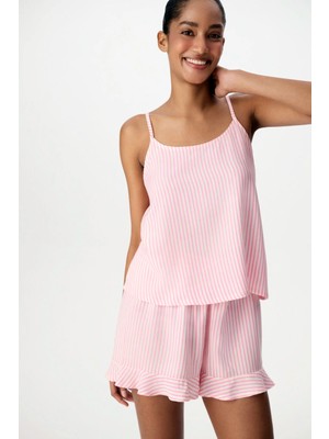 Penti Pembe Çizgili Şort Pijama Takımı