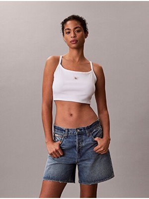 Calvin Klein Kadın Baby Rib Örgü Crop Tank Top