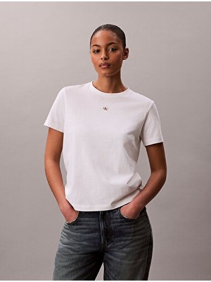 Calvin Klein Kadın Ss Regular Fit Woven Label T-Shirt