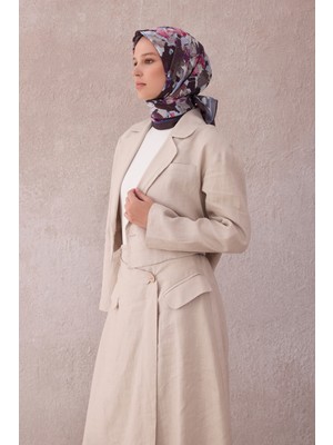 Belli Fresh Çiçek Desen Kahve Gri Fuşya Paulista Eşarp 12 - 23