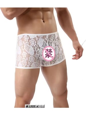 Hsc Bilişim Tegan Fantezi Dantelli Beyaz Seksi Erkek Boxer - Erkek Iç Çamaşırı TG274613