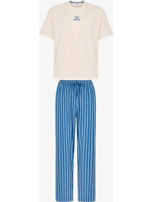 Penti Erkek Refined Çizgili Oversize Pantolon Kısa Kollu Pijama Takımı
