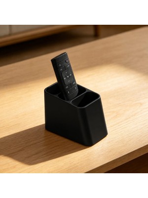 ATB Design 3 Bölmeli Tv Kumandalık | Uzaktan Kumanda Düzenleyici Masaüstü Organizer | Modern Dekoratif Kumanda Standı Siyah