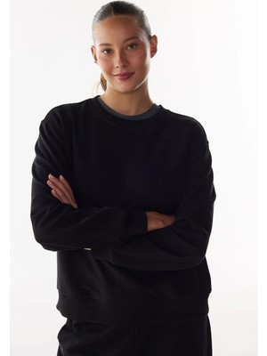 Penti Siyah Oversize Bisiklet Yaka Sweatshirt