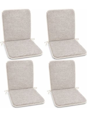 Mandaş 4 Adet Rattan Arkalıklı Sandalye Minderi (Kalınlık 4cm)-Primer Bej Yeni