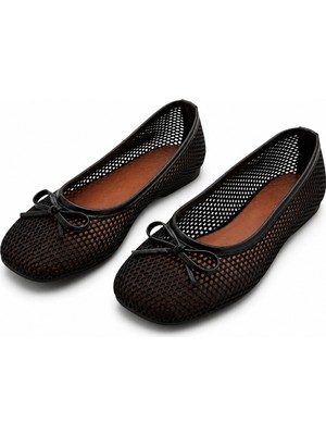 Patron Shoes Kadın File Babet Fiyonk Detaylı Hafif Rahat Günlük Şık Babet Ayakkabı