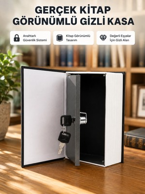 Ematcrt Mey Ithalat® Sözlük Görünümlü Gizli Kitap Kasa – Anahtarlı Metal Iç Kasa, Kompakt Boyut, Şık ve Güvenli Tasarım