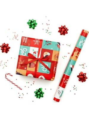 70X100 cm Premium Yılbaşı Hediye Paketleme Kağıdı 2'li Set | Kolay Sarılabilir, Canlı Baskı, Özel Kutu ile Rulo Gönderim | M16