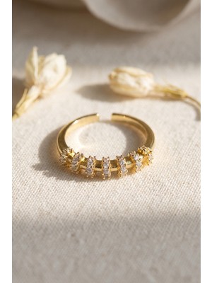 Zenviaa Zirkon Taşlı Gold Renk Vintage Kadın Yüzük ZENVIAA365423