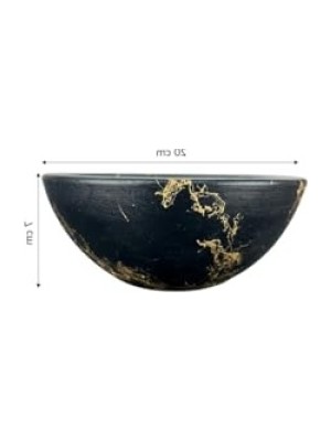 Siyah Gold Mermer Efektli Toprak Saksı - 20 cm Çap