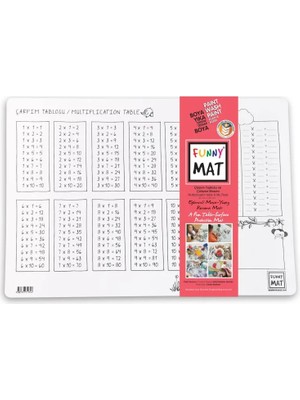 Trendexa Funny Mat Çarpım Tablosu &amp; Çalışma Masam 25X35CM 2'li Paket Beyaz Seri