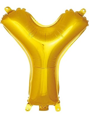 Y Harfi 16 Inç Gold Renk Folyo Balon 36 cm (Altın)