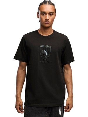 Puma  Ferrari Tonal Shield Erkek Siyah Günlük Stil T-Shirt 63700401