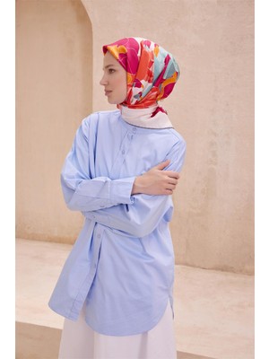 Belli Kırmızı Çiçek Desen %100 Twill Ipek Eşarp 4127 - 09