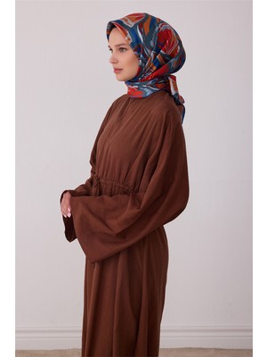 Belli Petrol Soyut Desen %100 Twill Ipek Eşarp 4417-52