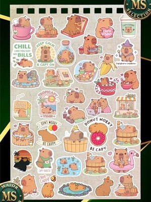 Odea Capybara Sticker Seti 35’li – A5 2 Sayfa Suya Dayanıklı Laptop Telefon Etiket