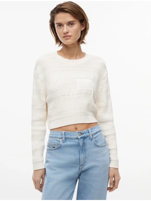 Tommy Jeans Beyaz Kadın Bisilet Yaka Kazak DW0DW22921YBH