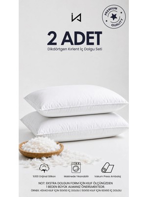 İz Home 2 Adet Smooth Dikdörtgen Kirlent Iç Yastığı | Orijinal Silikon Dolgu | Koltuk Köşe Yastığı | Ultra Dolgun | Vakumlu Ambalaj