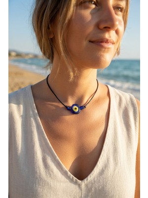 Ematcrt Handmade Bohem Tarz Mavi Göz Nazar Kolye - Lisinya