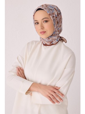 Belli Fresh Çiçek Desen Kiremit Tela Eşarp 1021 - 05