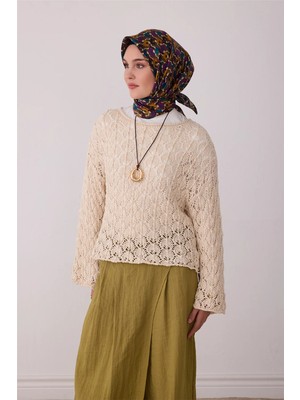 Belli Mor Geometrik Desen %100 Twill Ipek Eşarp 4402-83