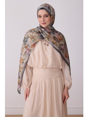 Belli Fresh Gri Çiçek Desen Aura Şal 3723 - 24