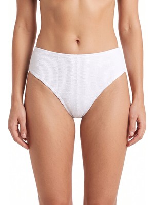 Loya Beyaz Kabartma Dokulu Tek Alt Bikini