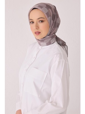 Belli Fresh Geometrik Desen Gül Kurusu Tela Eşarp 1022 - 11