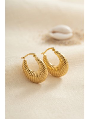 316L Çelik Gold Renk Halka Model Küpe - Lisinya
