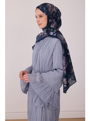 Belli Fresh Çiçek Desen Lacivert Vual Şal 4128 - 3
