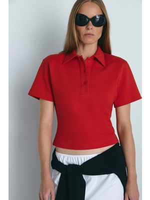 Suud Collection Kırmızı Jane Polo Yaka Tişört